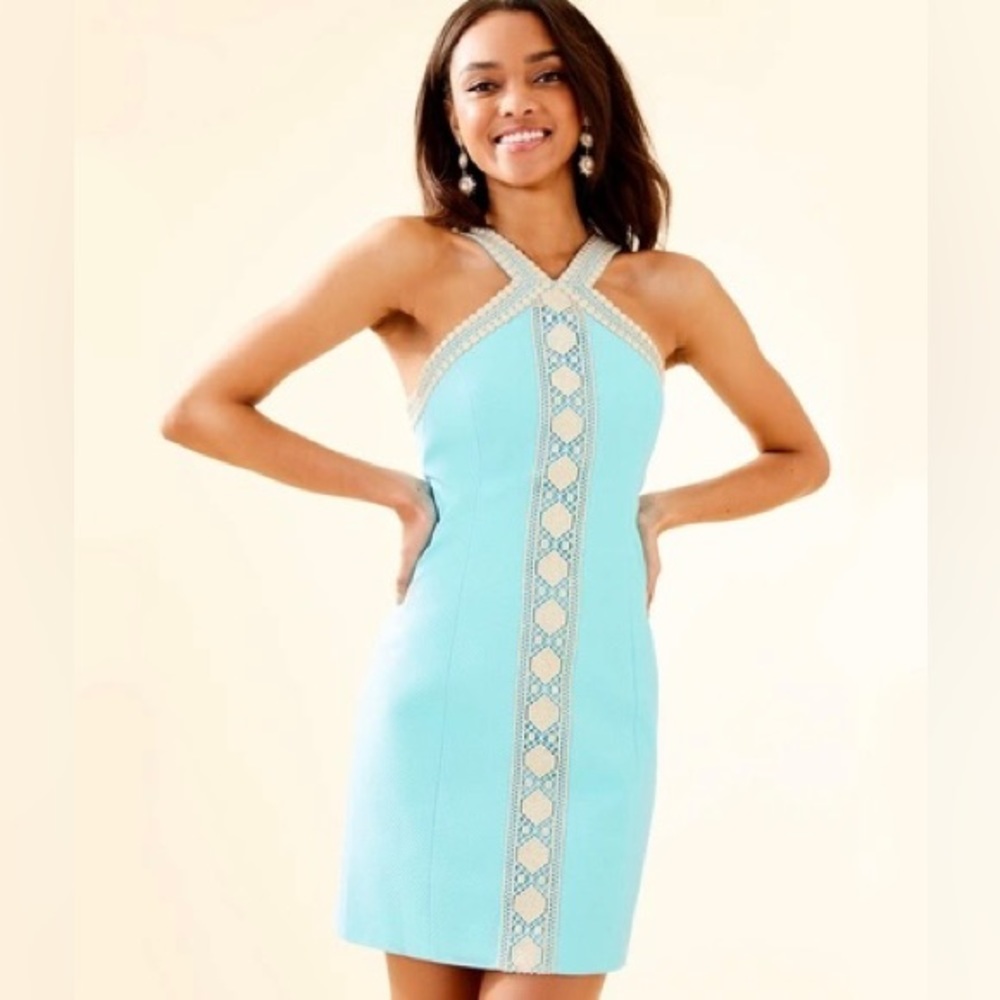 ***SOLD!! Lilly Pulitzer Vena Stretch Shift Dress in Bali Blue - Size 12